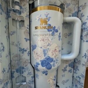Stanley Love Shack Fancy Blue and White Floral Mug with Straw